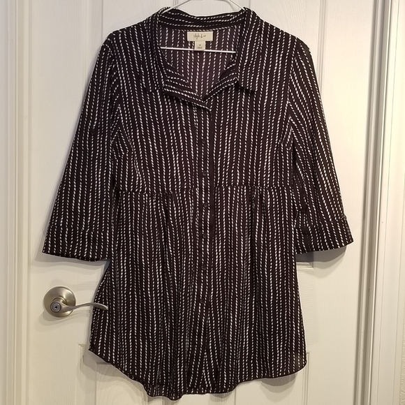 Style & Co Tab Sleeve Blouse Large - Picture 1 of 10